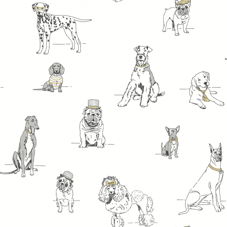 Dog's Life Peel and Stick Wallpaper - Silver/Gold — Image 5