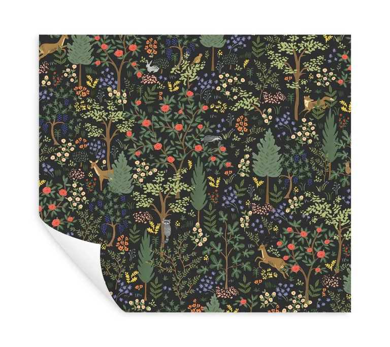 Rifle Paper Co. Woodland Peel and Stick Wallpaper - Black — Ảnh 5