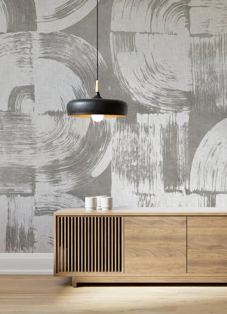 Brushstrokes Wall Mural - Dove Grey — Ảnh 3