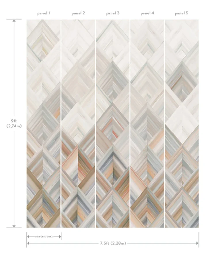 Diamond Parquet Wall Mural - Orange — Image 2