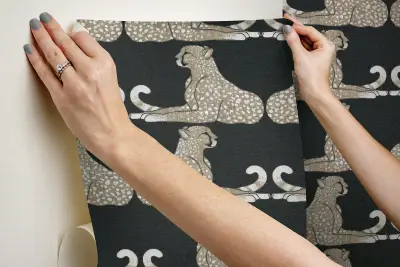 Reclining Cheetahs Peel and Stick Wallpaper - Black