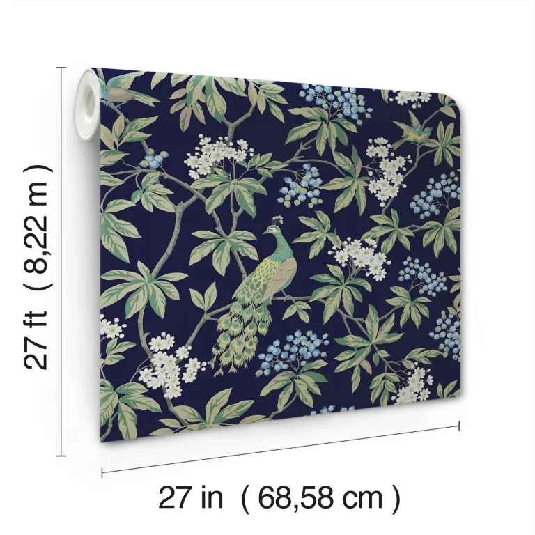 Ronald Redding Peacock Estate Wallpaper - Navy — Image 3