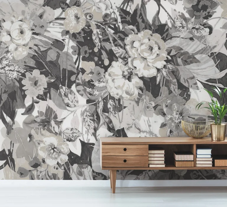 Pop Floral Wall Mural - Neutral — Ảnh 2