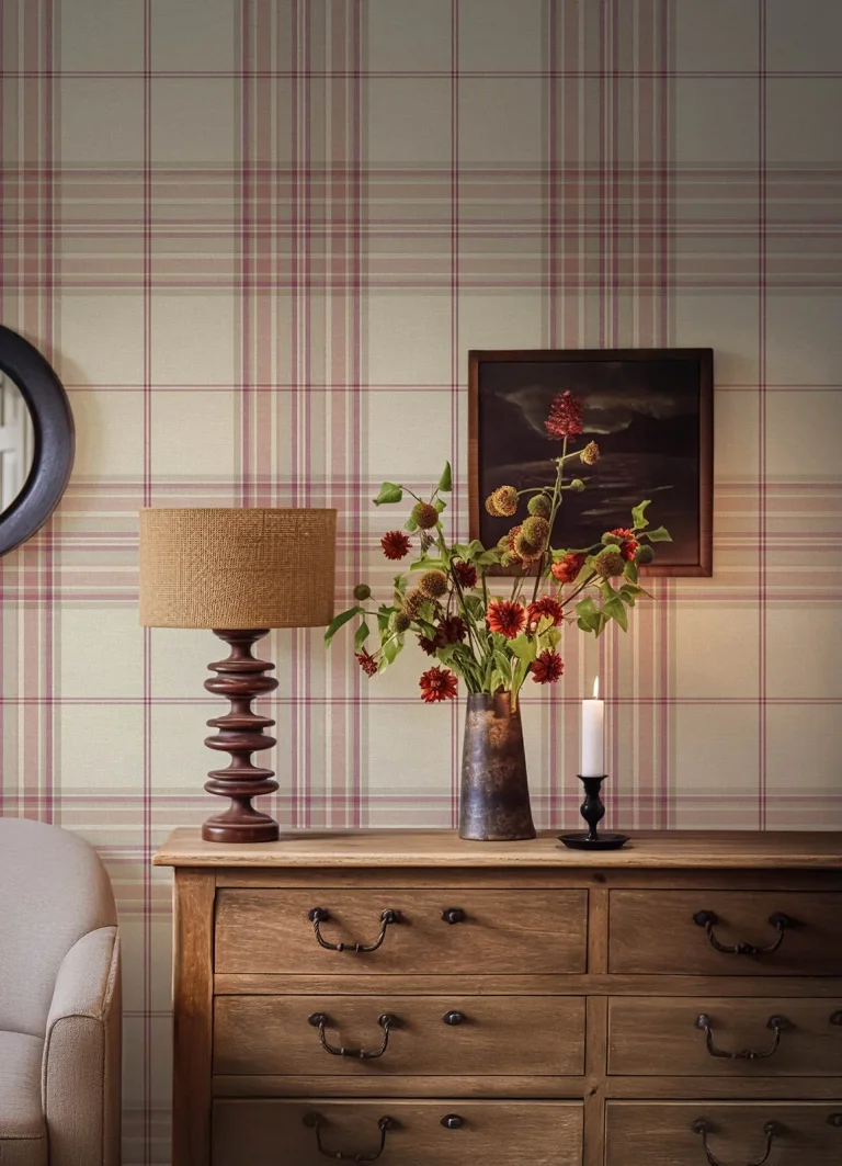 Westley Plaid Wallpaper - Magenta — Ảnh 5