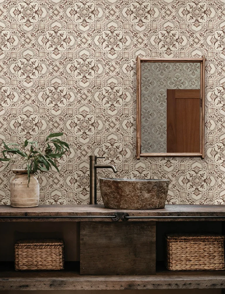 Chesapeake Marjoram Floral Tile Wallpaper - Blush — Ảnh 5