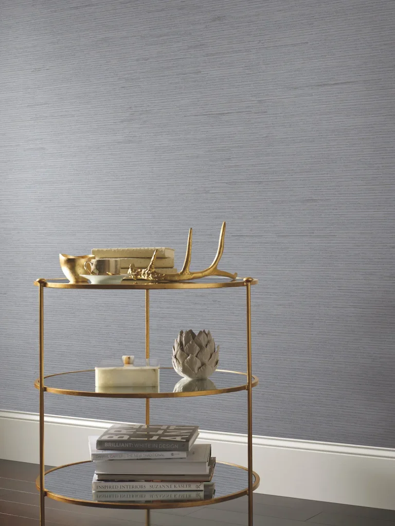 Ribbon Bamboo Wallpaper - Blue/Silver — Ảnh 3