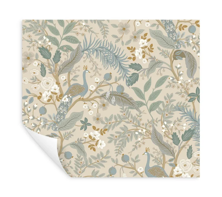 Rifle Paper Co. Peacock Garden Peel and Stick Wallpaper - Linen — Ảnh 2