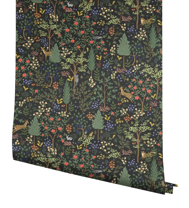 Rifle Paper Co. Woodland Peel and Stick Wallpaper - Black — Ảnh 3