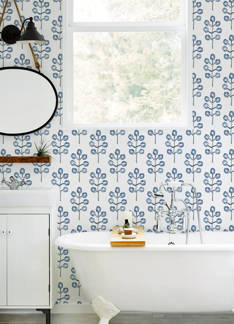 Chesapeake Plum Tree Botanical Wallpaper - Blue — Ảnh 3