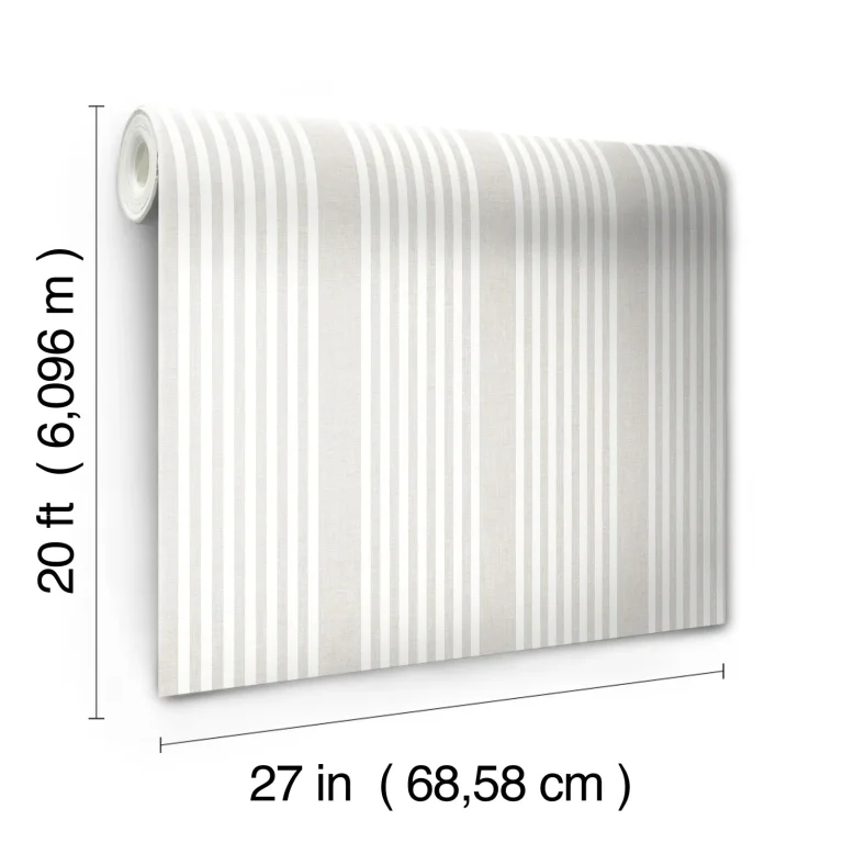 French Linen Stripe Peel and Stick Wallpaper - Linen — Image 2