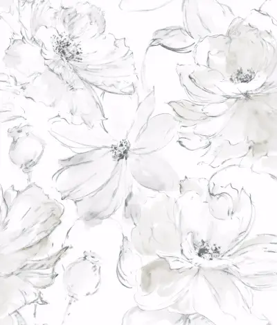 Floral Dreams Peel and Stick Wallpaper - Grey Mix