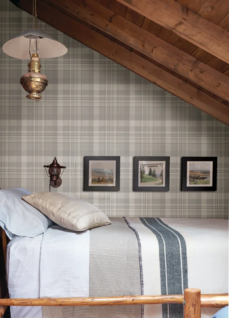 Chesapeake Dutton Plaid Wallpaper - Grey — Ảnh 4