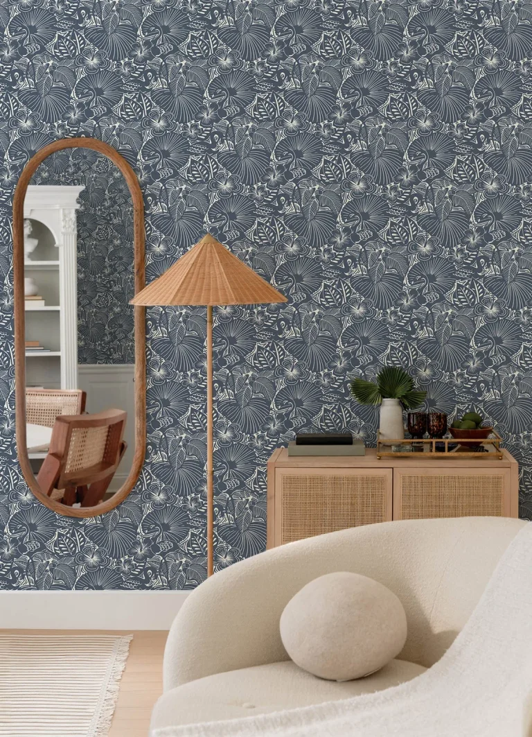 Idalia Floral Flamingo Wallpaper - Navy — Ảnh 3