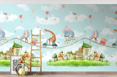 Cute Walls - Circus Zipline Mural - 6039-1