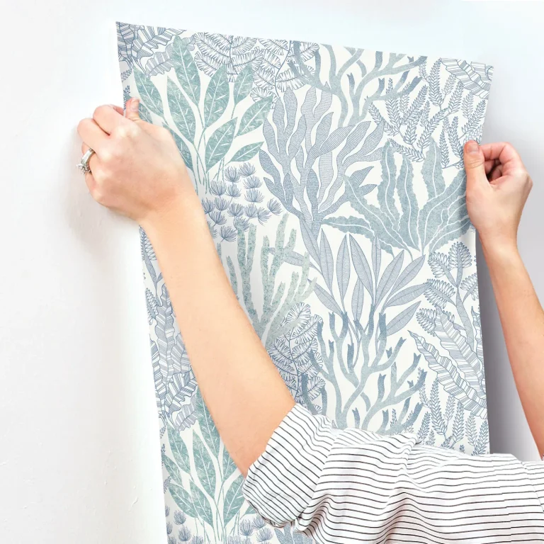 Coral Leaves Wallpaper - Blue/Aqua — Ảnh 7