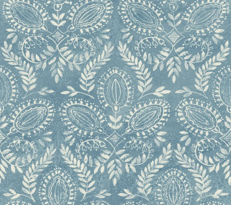 Laurel Damask Wallpaper - Blue — Ảnh 2