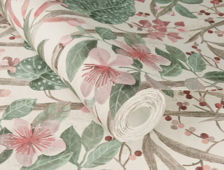 Kalina Floral Fruits Wallpaper - Teal — Ảnh 5