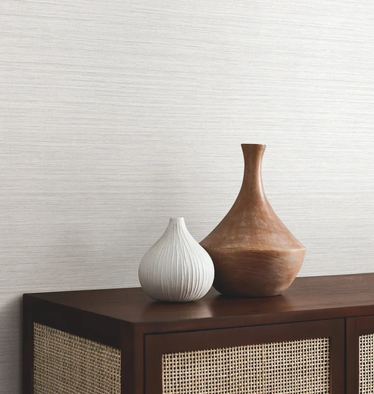 Mystic Faux Grasscloth Wallpaper - Off-White — Image 3