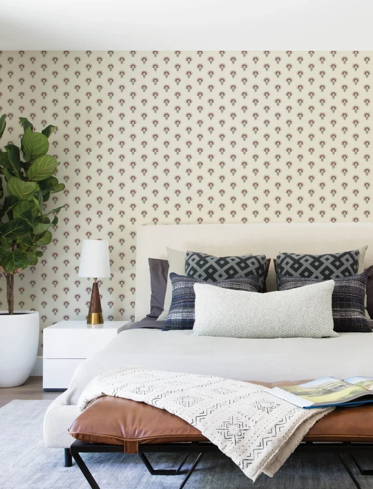 Chesapeake Hilda Floral Medallion Wallpaper - Burgundy — Ảnh 2