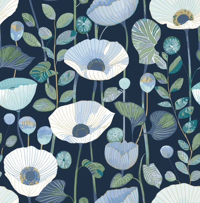 Mindra Floral Trail Wallpaper - Indigo — Ảnh 5