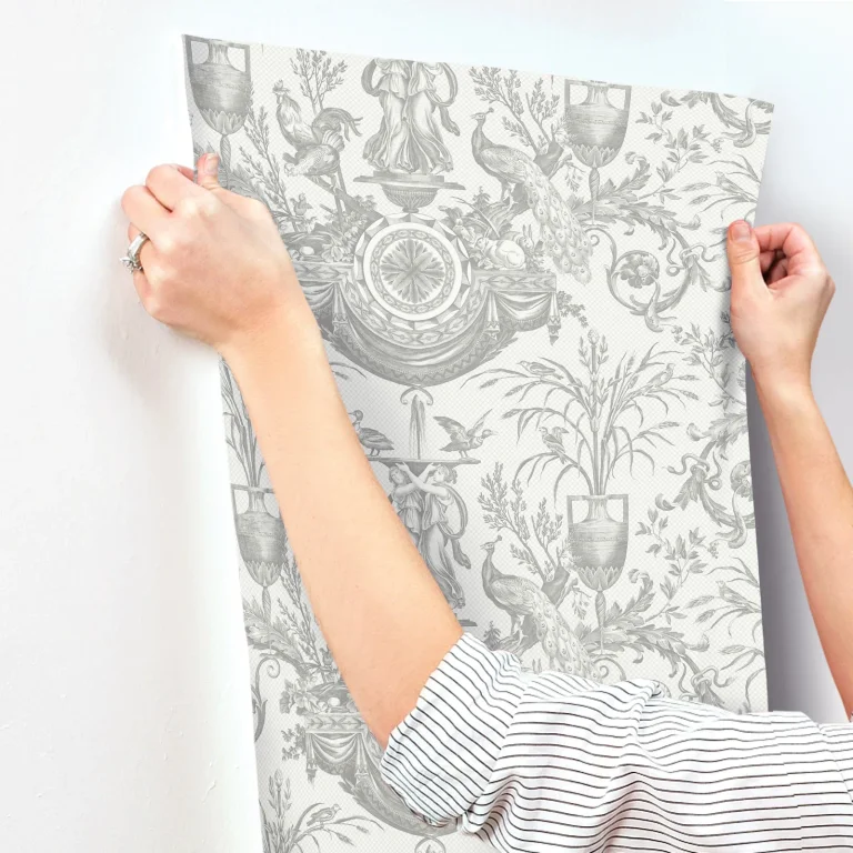 Avian Fountain Toile Wallpaper - Grey — Ảnh 2