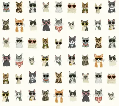 Rifle Paper Co. Cool Cats Peel and Stick Wallpaper - Multi White