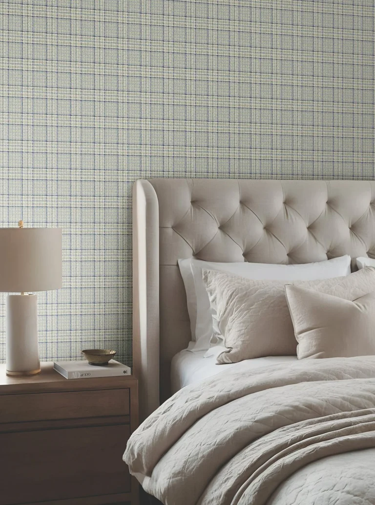 Ronald Redding Harrington Plaid Glen Check Wallpaper - Green — Image 3