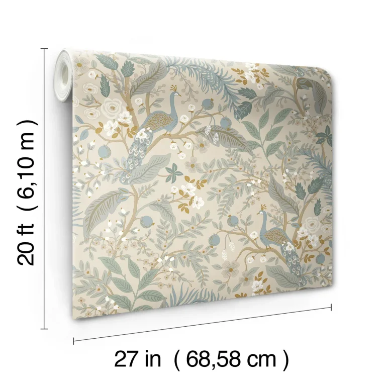 Rifle Paper Co. Peacock Garden Peel and Stick Wallpaper - Linen — Ảnh 3