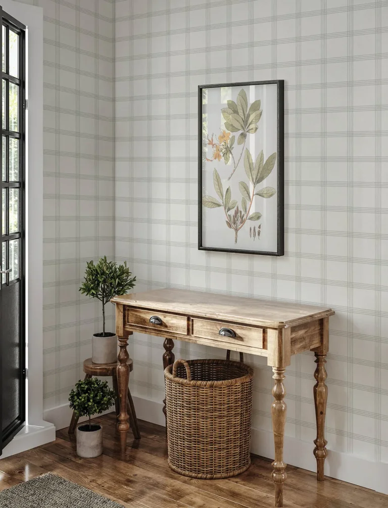 Chesapeake Twain Plaid Wallpaper - Light Grey — Ảnh 3