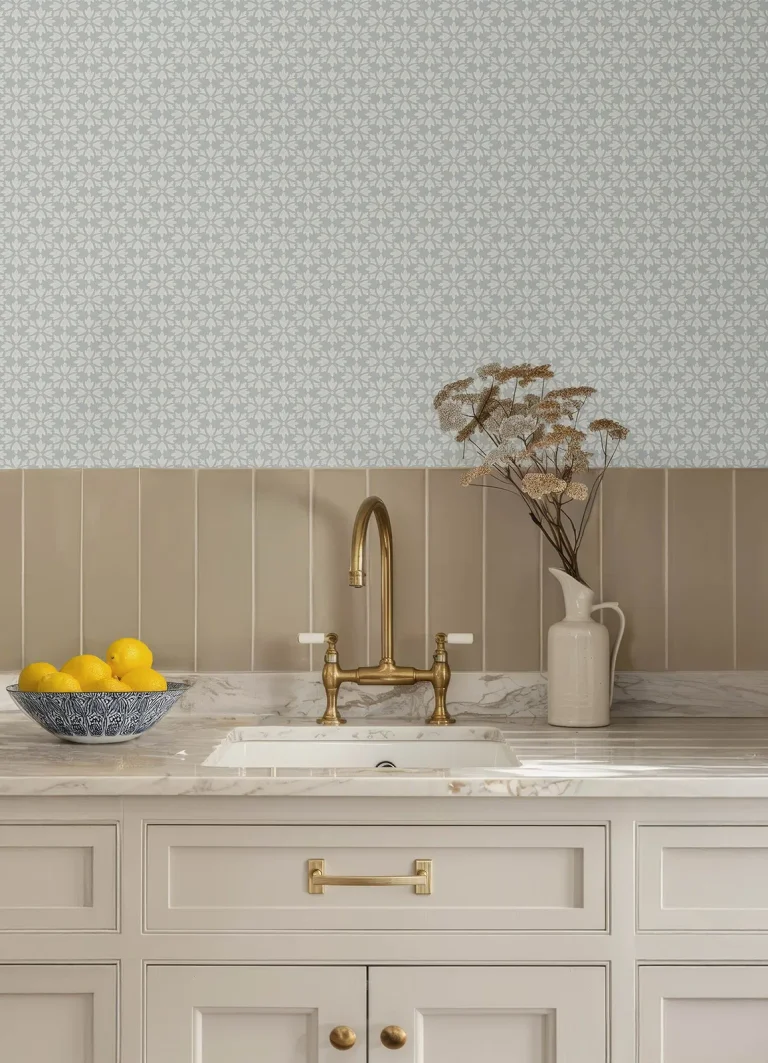 Chesapeake Phlox Floral Stamp Wallpaper - Light Blue — Ảnh 5