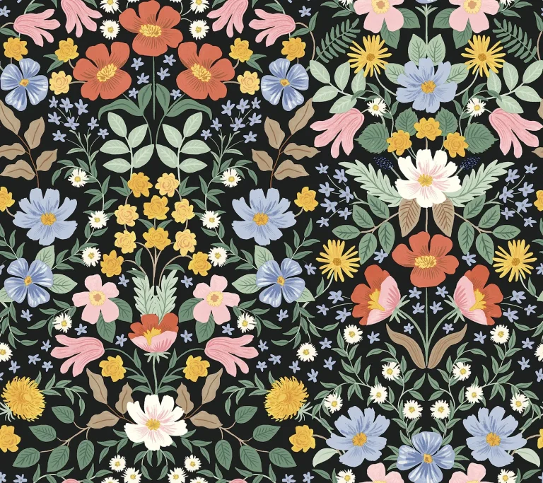 Rifle Paper Co. Bramble Garden Peel and Stick Wallpaper - Black — Ảnh 5