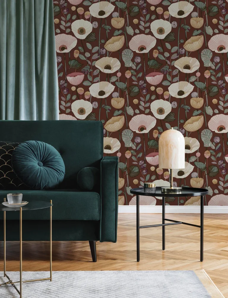 Mindra Floral Trail Wallpaper - Maroon — Ảnh 5