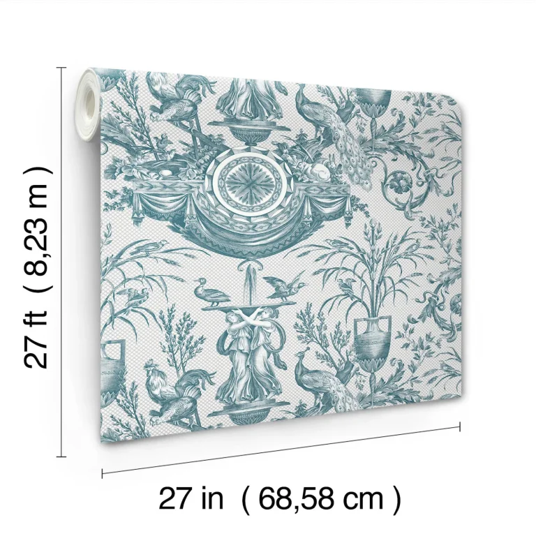 Avian Fountain Toile Wallpaper - Jade — Ảnh 4