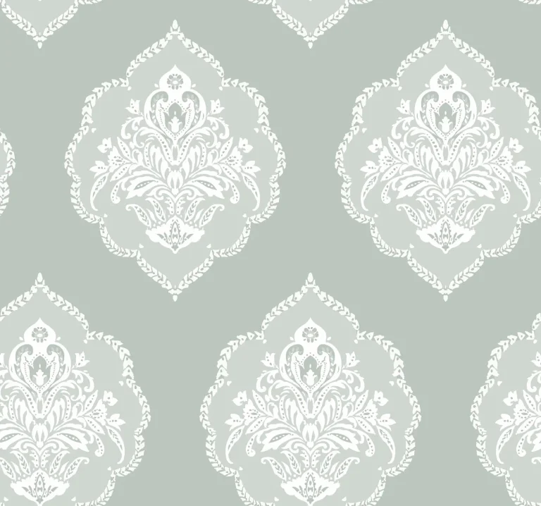Signet Medallion Damask Wallpaper - Green — Ảnh 2