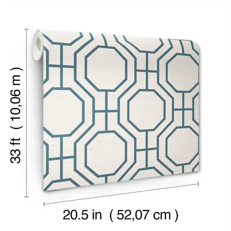 Manor Geometric Trellis Wallpaper - Blue — Image 4