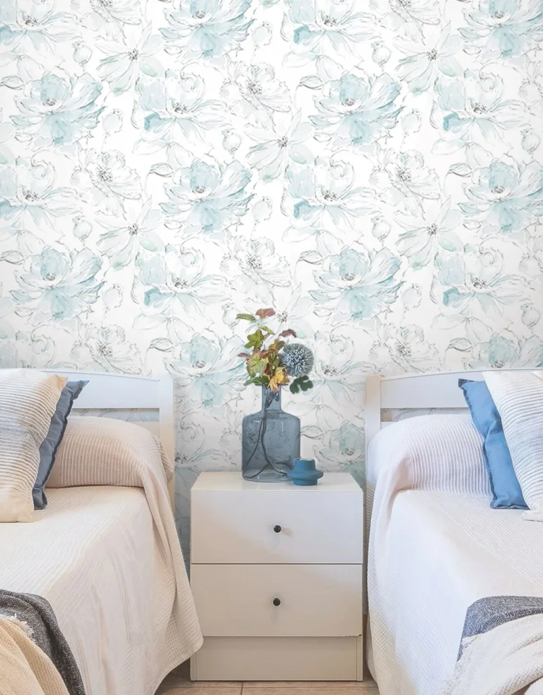 Floral Dreams Peel and Stick Wallpaper - Teal/Mineral Gree — Ảnh 6