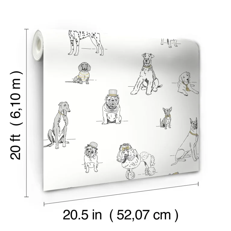 Dog's Life Peel and Stick Wallpaper - Silver/Gold — Image 2