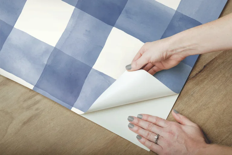 Checkmate Watercolor Plaid Peel and Stick Wallpaper - Blue — Ảnh 7