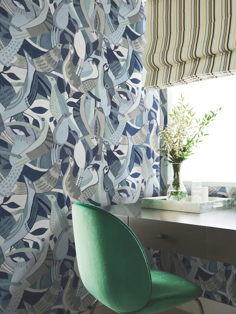 Fauvist Flock Wallpaper - Blue — Image 3