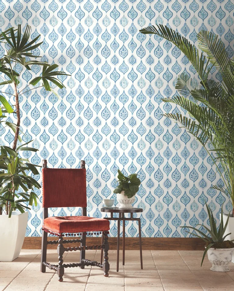 Marketplace Motif Wallpaper - White/Blue — Ảnh 4