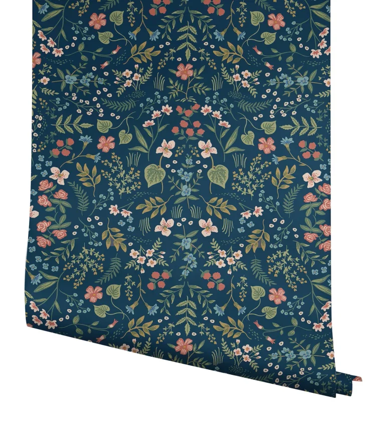 Rifle Paper Co. Wildwood Peel and Stick Wallpaper - Navy — Ảnh 3