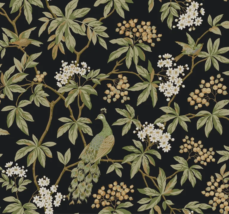 Ronald Redding Peacock Estate Wallpaper - Black — Ảnh 5