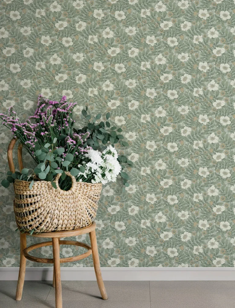 Maggan Floral Trail Wallpaper - Sea Green — Image 4