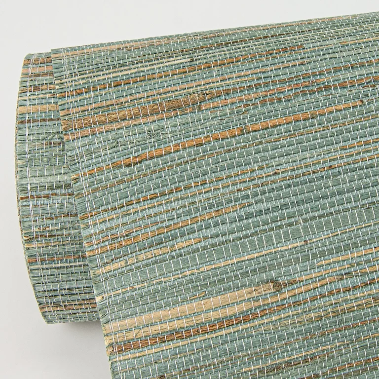 Kira Hemp Grasscloth Wallpaper - Turquoise — Ảnh 3
