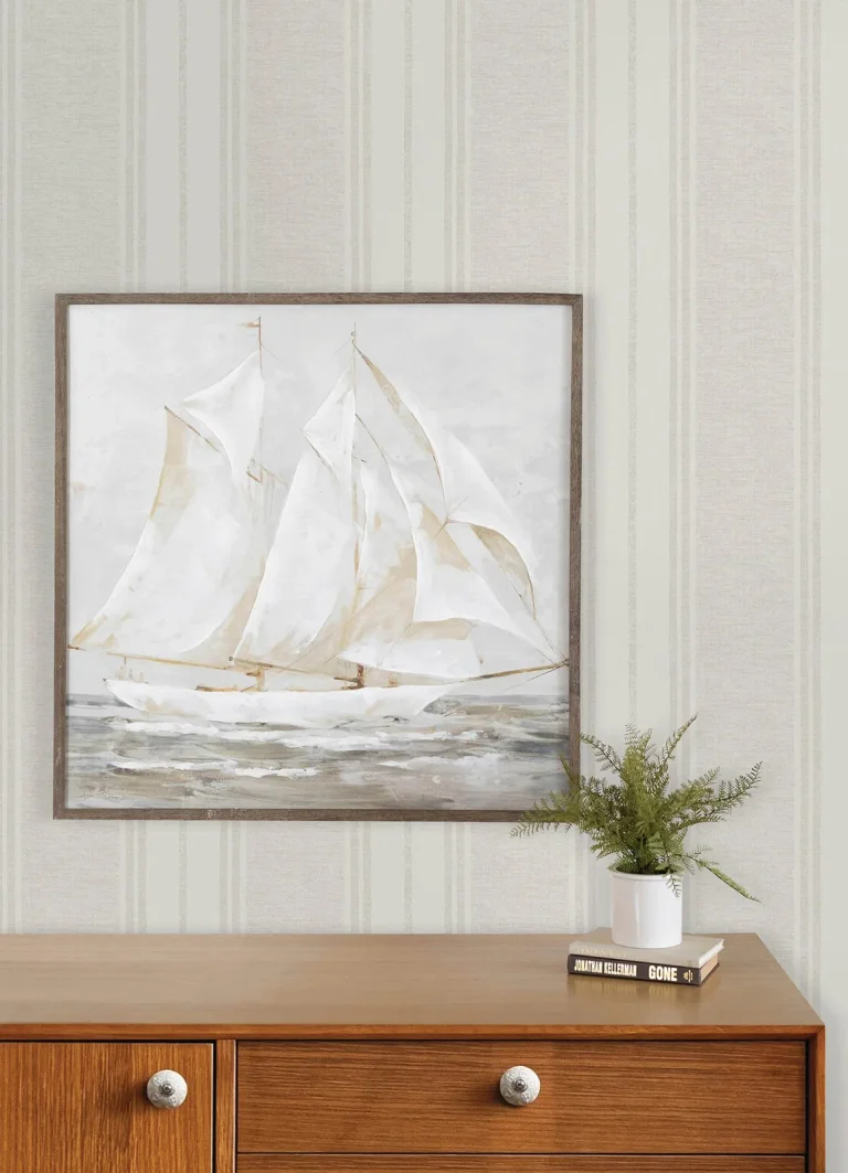 Chesapeake Maddox Flannel Stripe Wallpaper - Light Grey — Ảnh 7