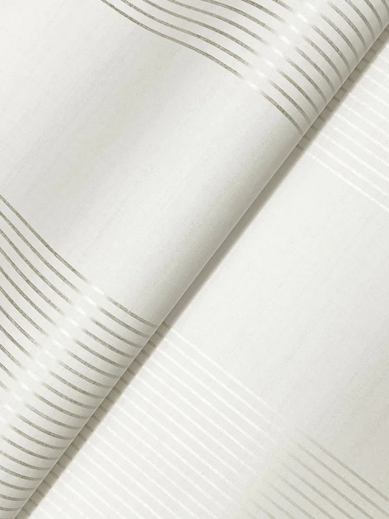 Ronald Redding Archer Stripe Faux Linen Wallpaper - White — Ảnh 2