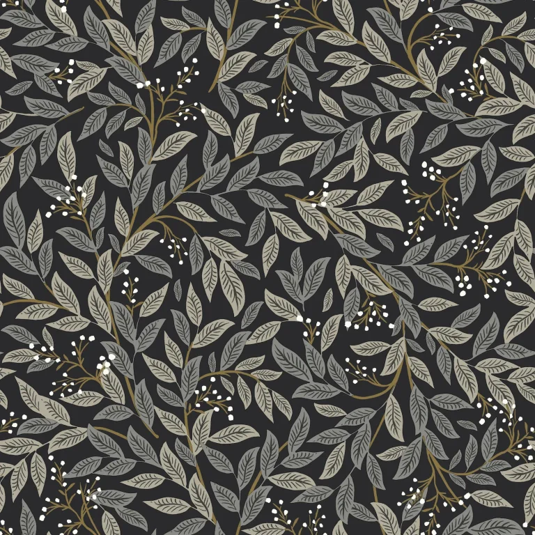 Rifle Paper Co. Willowberry Wallpaper - Black — Ảnh 3