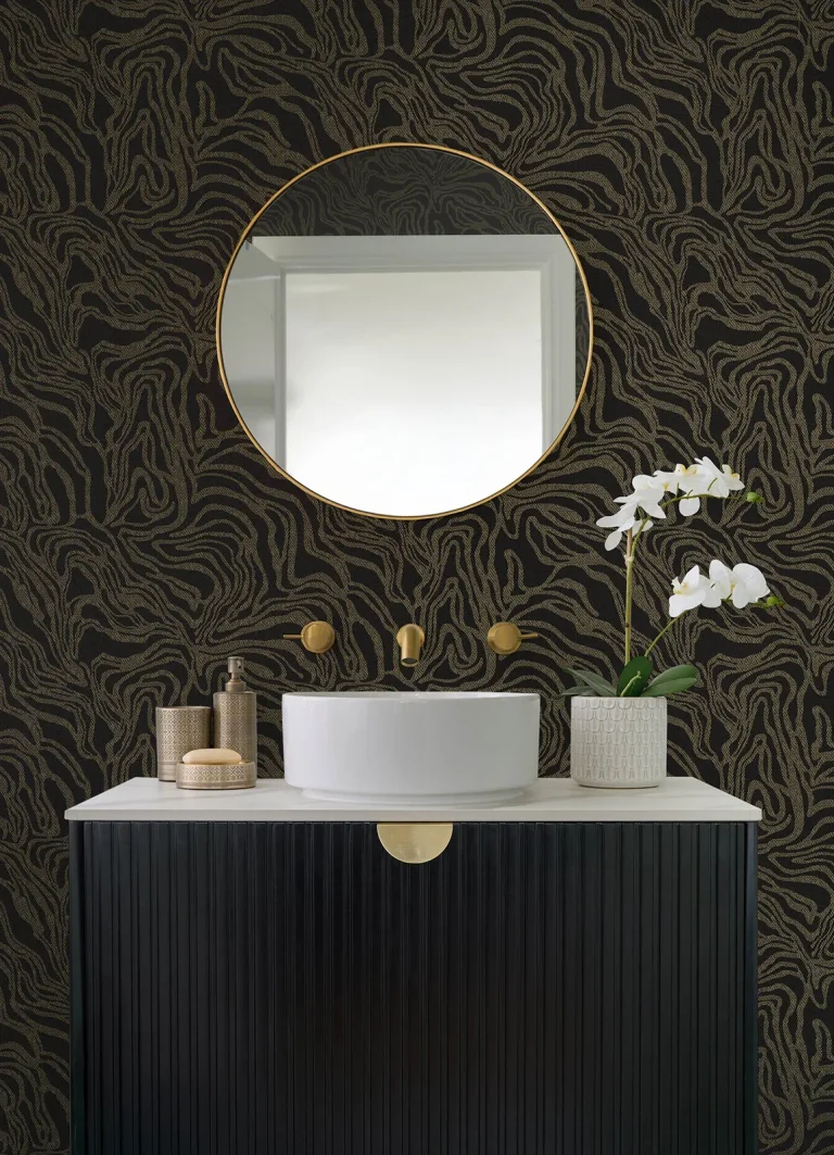 Massar Modern Marbled Wallpaper - Black — Ảnh 3
