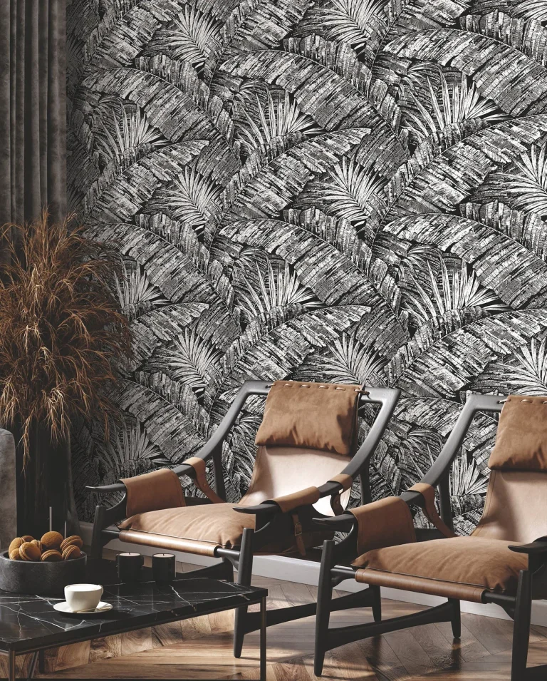 Palm Cove Toile Wallpaper - White/Black — Ảnh 5