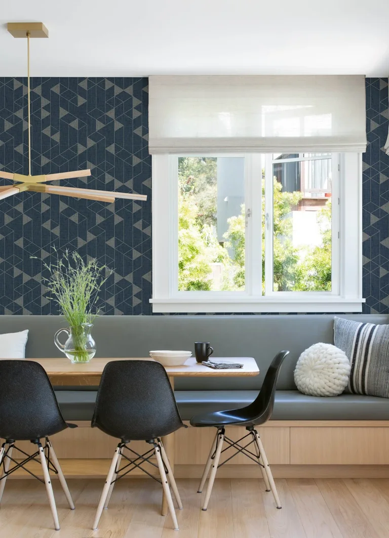 Fairbank Linen Geometric Wallpaper - Navy — Ảnh 2